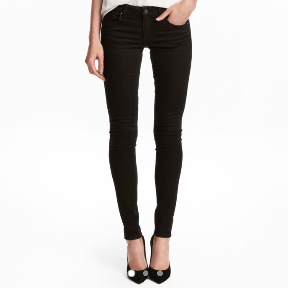 NWT H&M Black Denim Skinny Low Waist Jeans 26/30 - Picture 3 of 8
